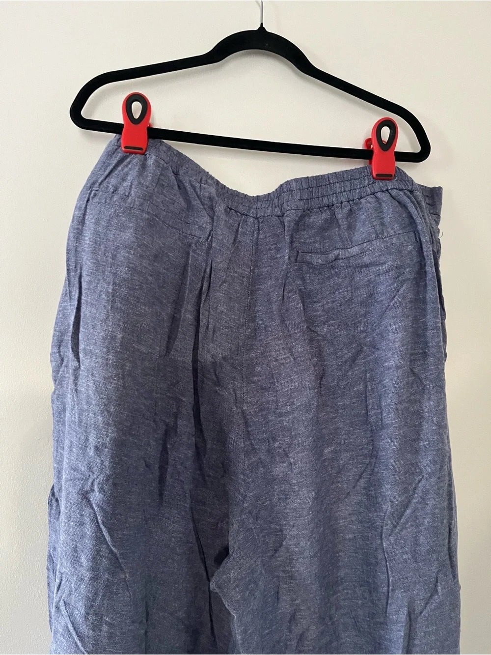 Banana Republic Blue Wide Leg Cropped Linen Pants XXL Coastal Euro Summer Beach